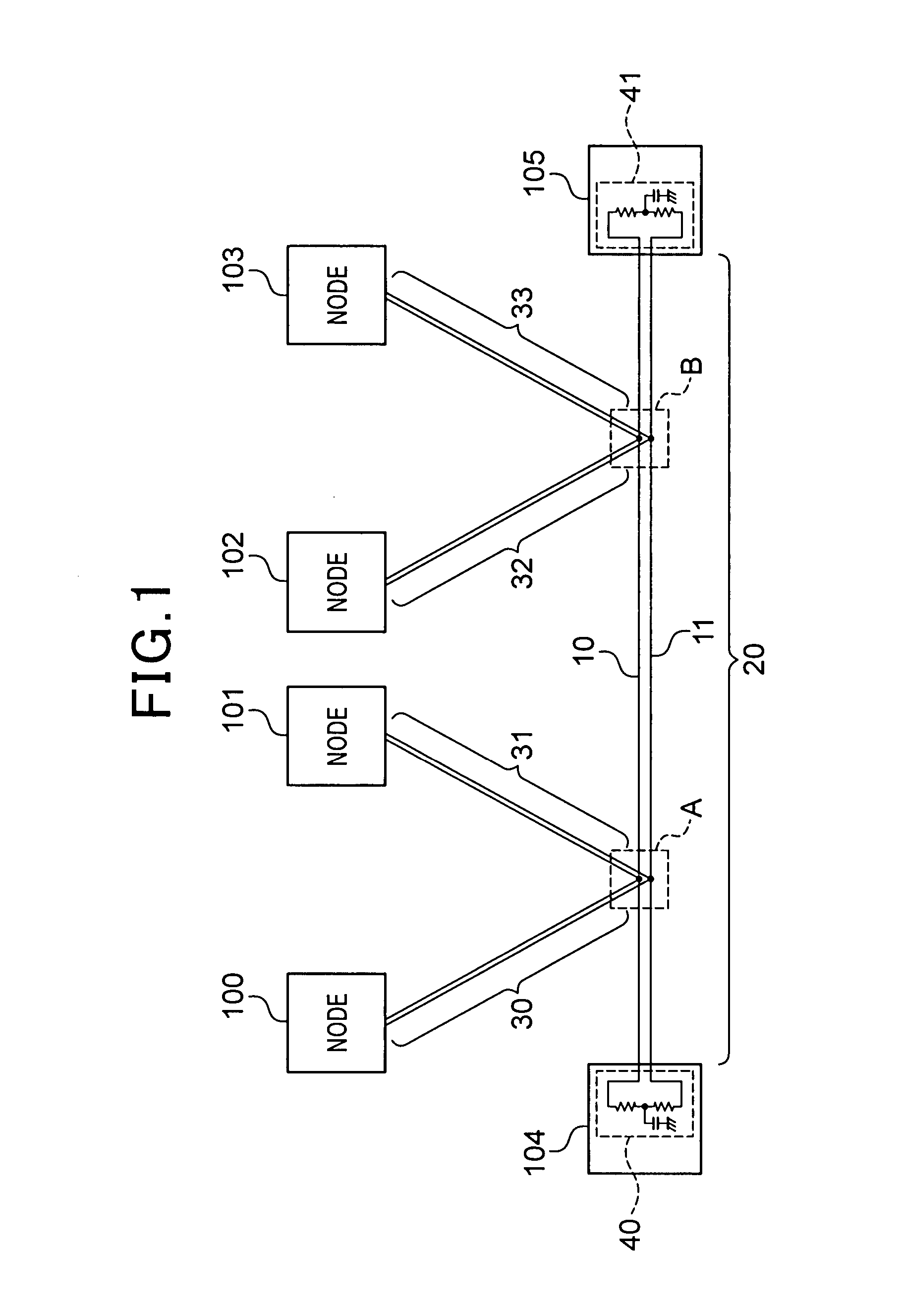 Communication system using differential two-wire type of communication line