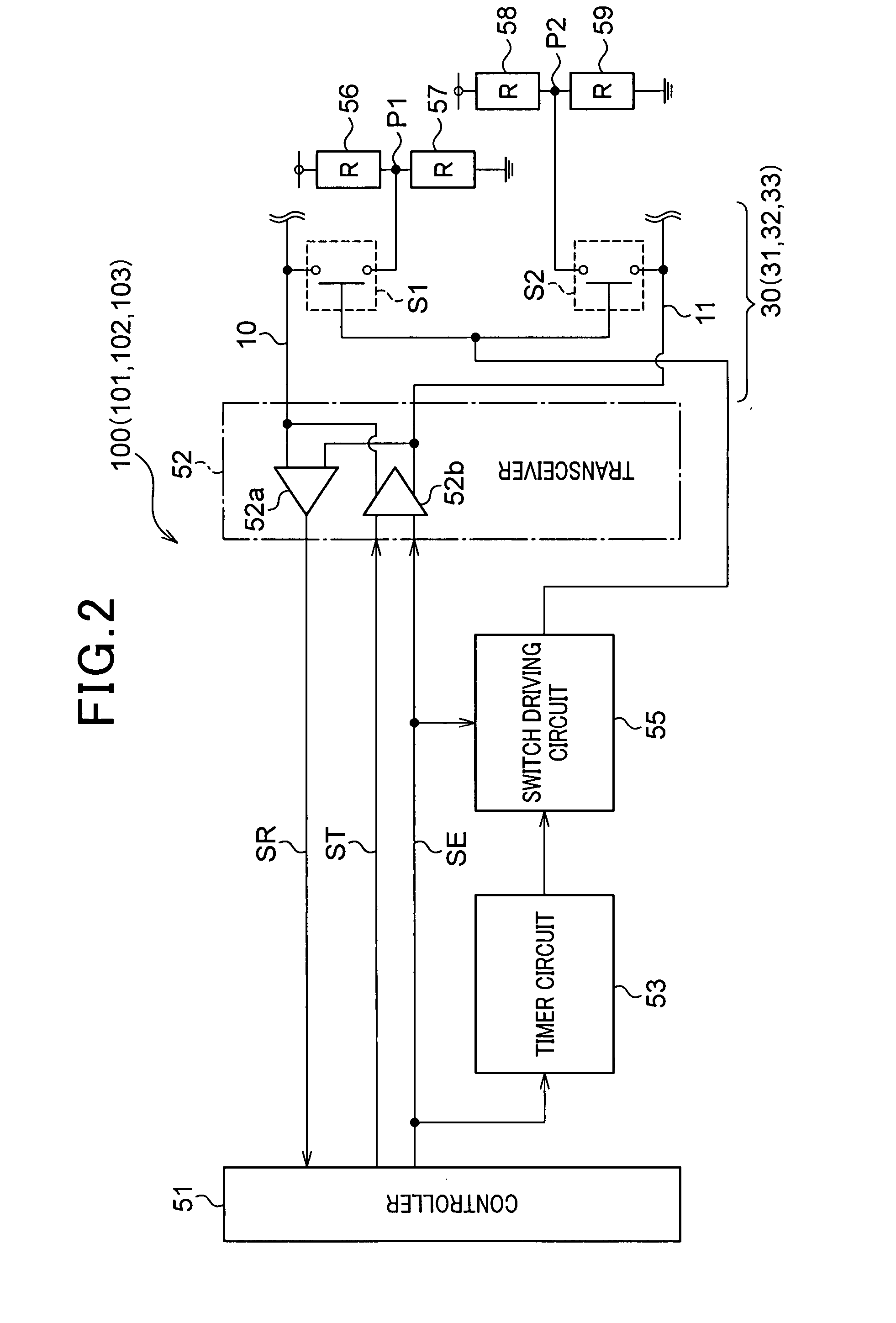 Communication system using differential two-wire type of communication line