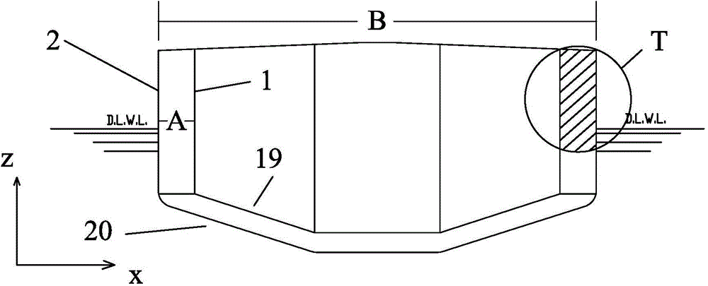 Wide-body double hull board side double bottom ship based on large openings of inner rib plates in ballast tank