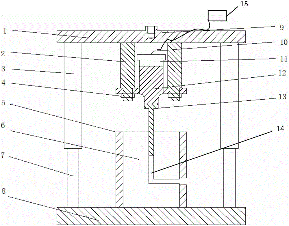 Equal channel angular pressing device of ultrasonic vibration male die