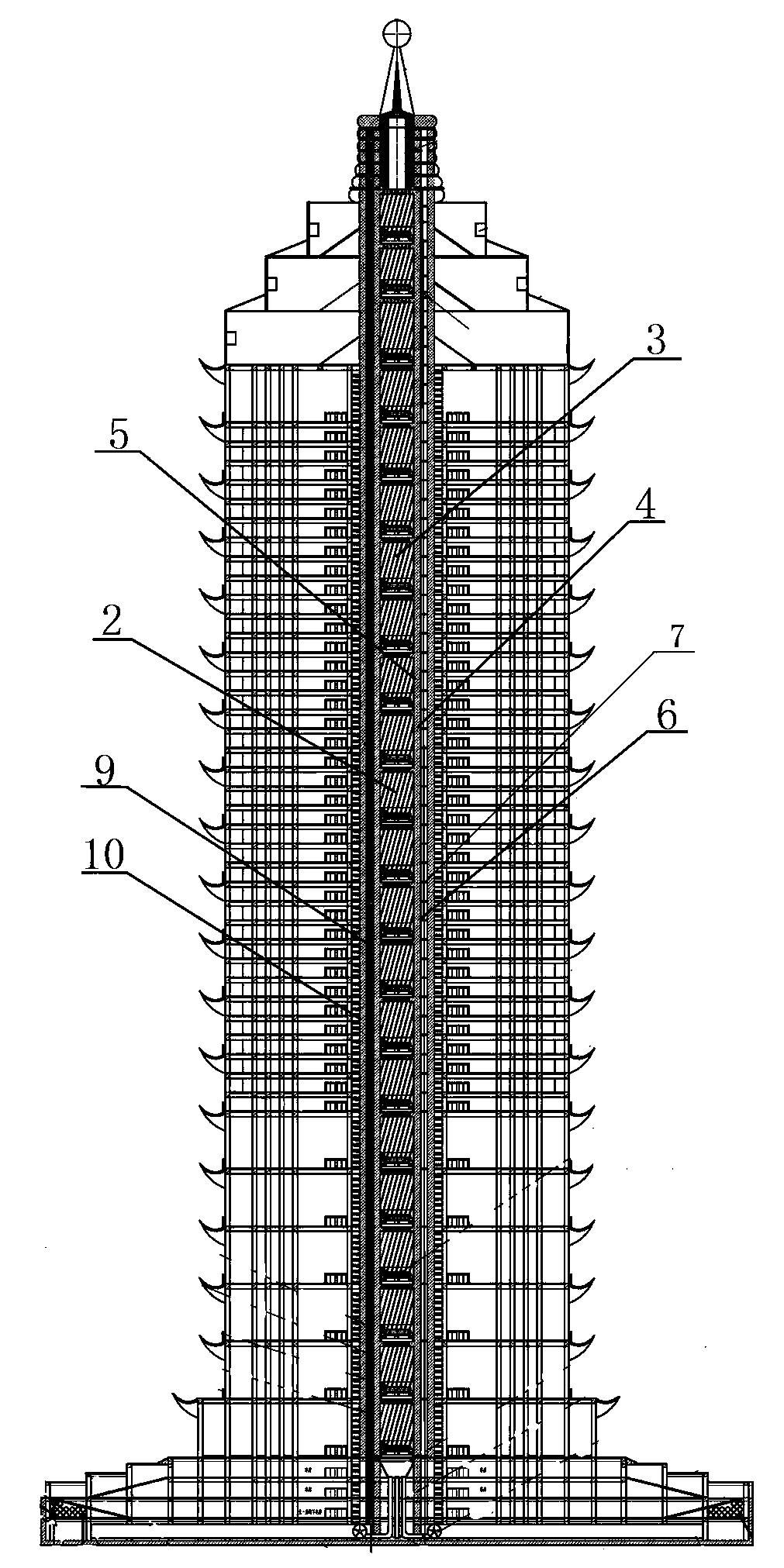 Air flue well used for wind tower power generation station