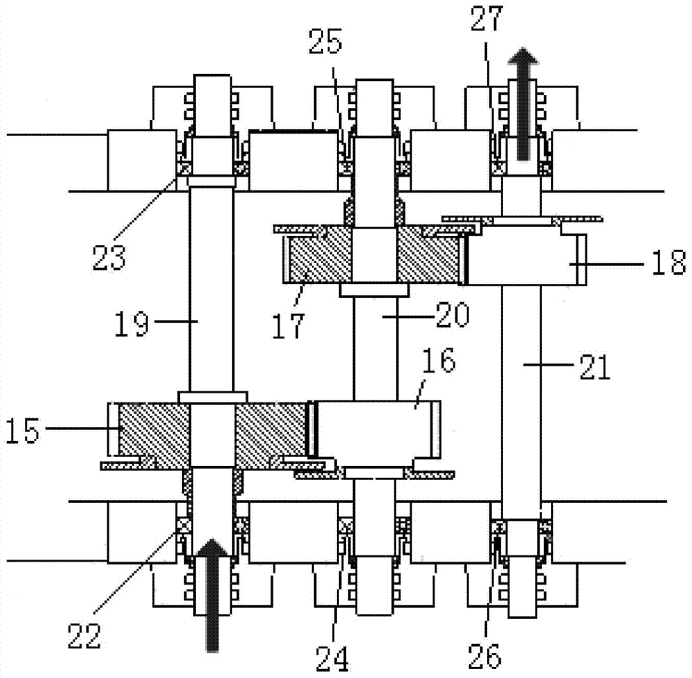 Vibration test device for two-stage fixed axis gear drive mechanism