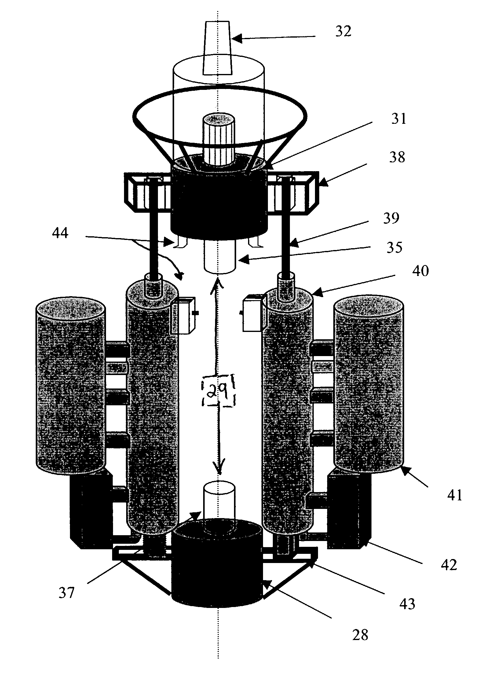 Marine bottomed tensioned riser and method