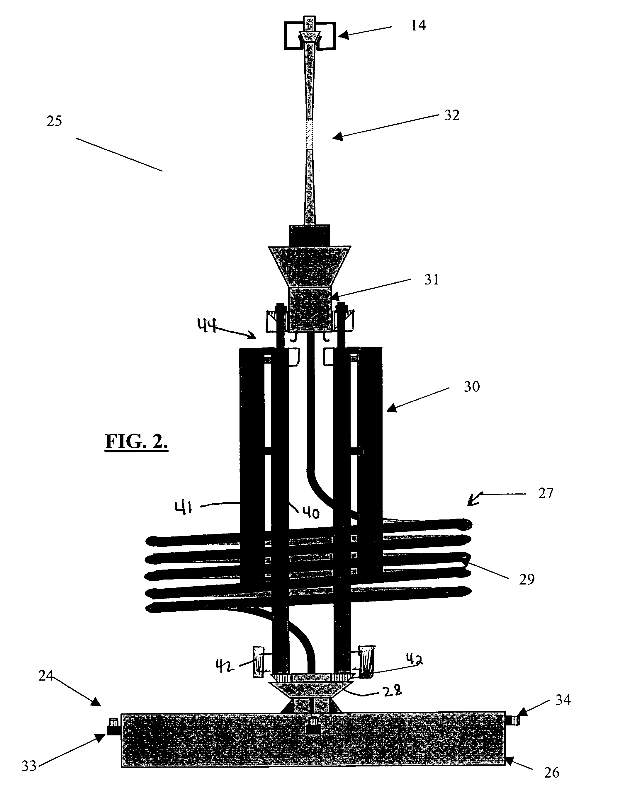 Marine bottomed tensioned riser and method