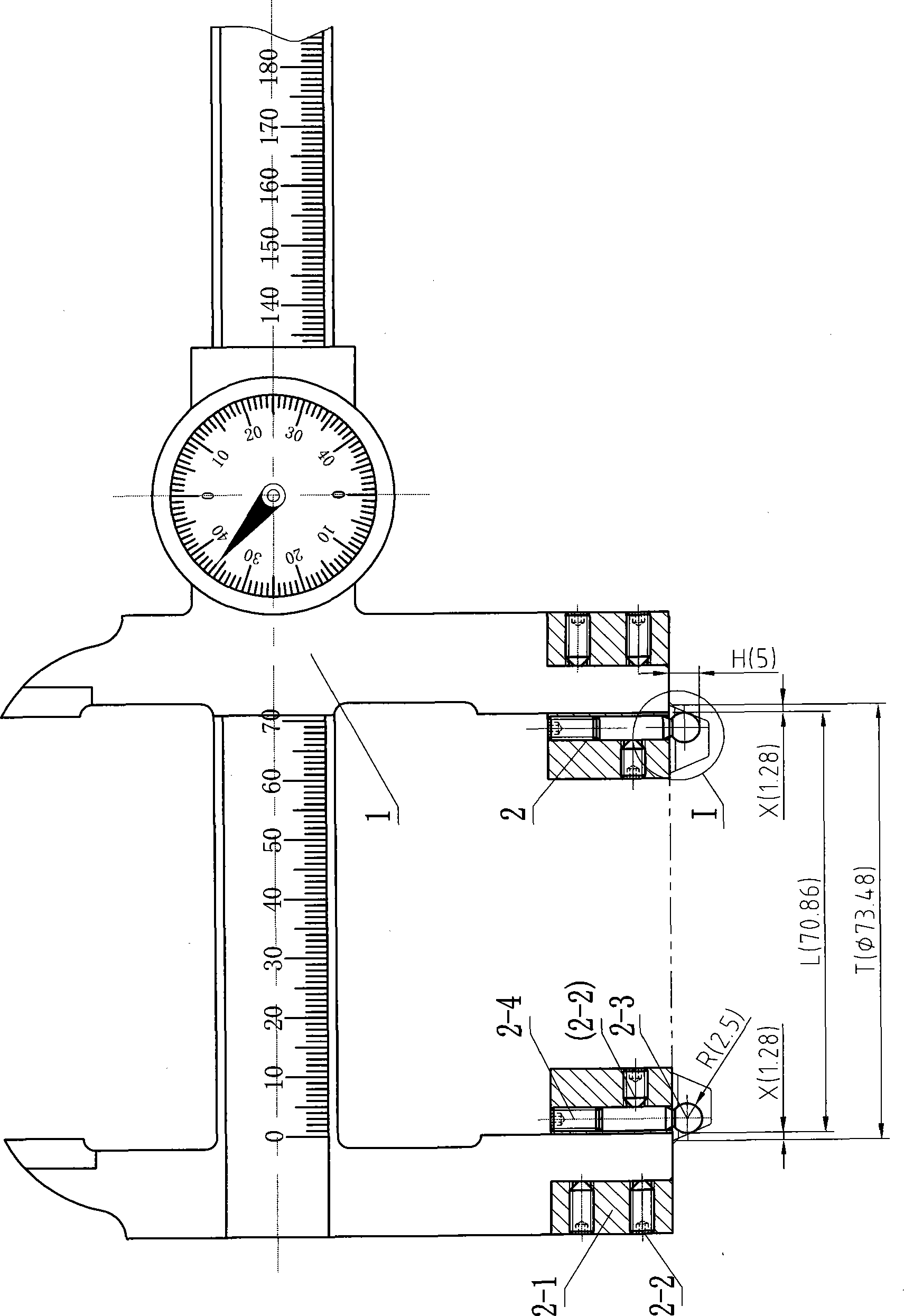 Universal measuring tool and measuring method of diameter of trapezoid packing ring groove