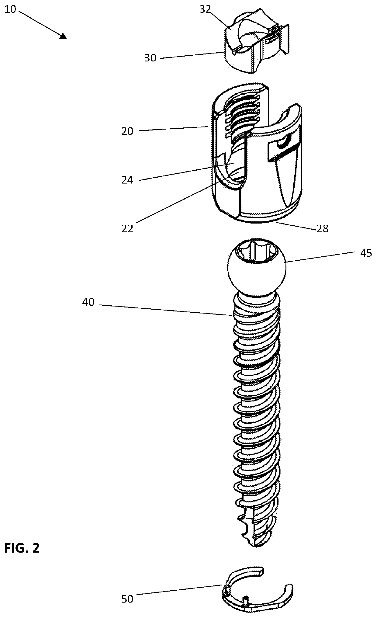 Modular polyaxial pedicle screw assembly with split ring