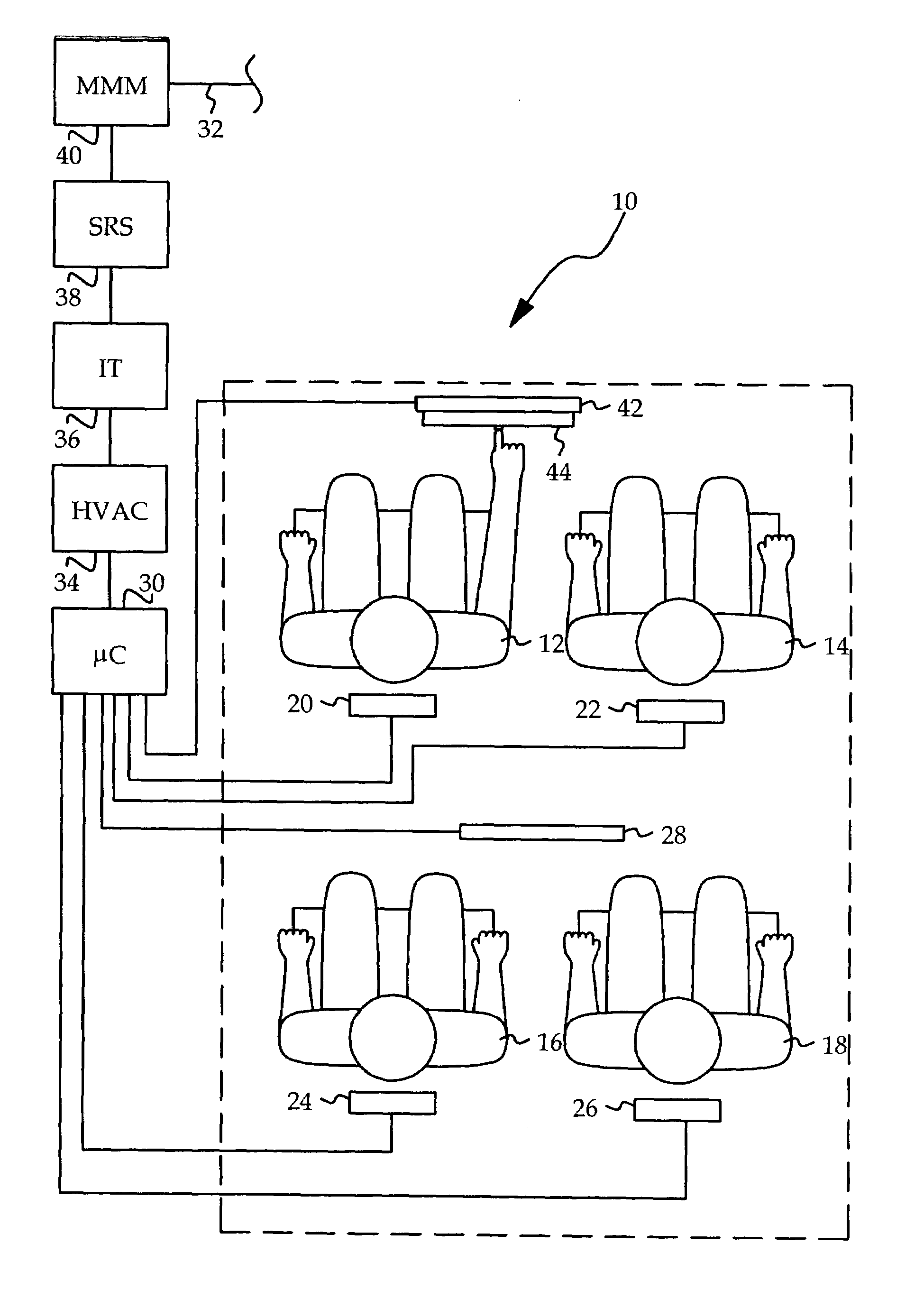 Universal occupant detection and discrimination system for a multi-place vehicle