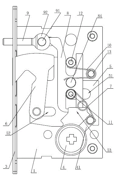 False mortise single-hook movable door lock