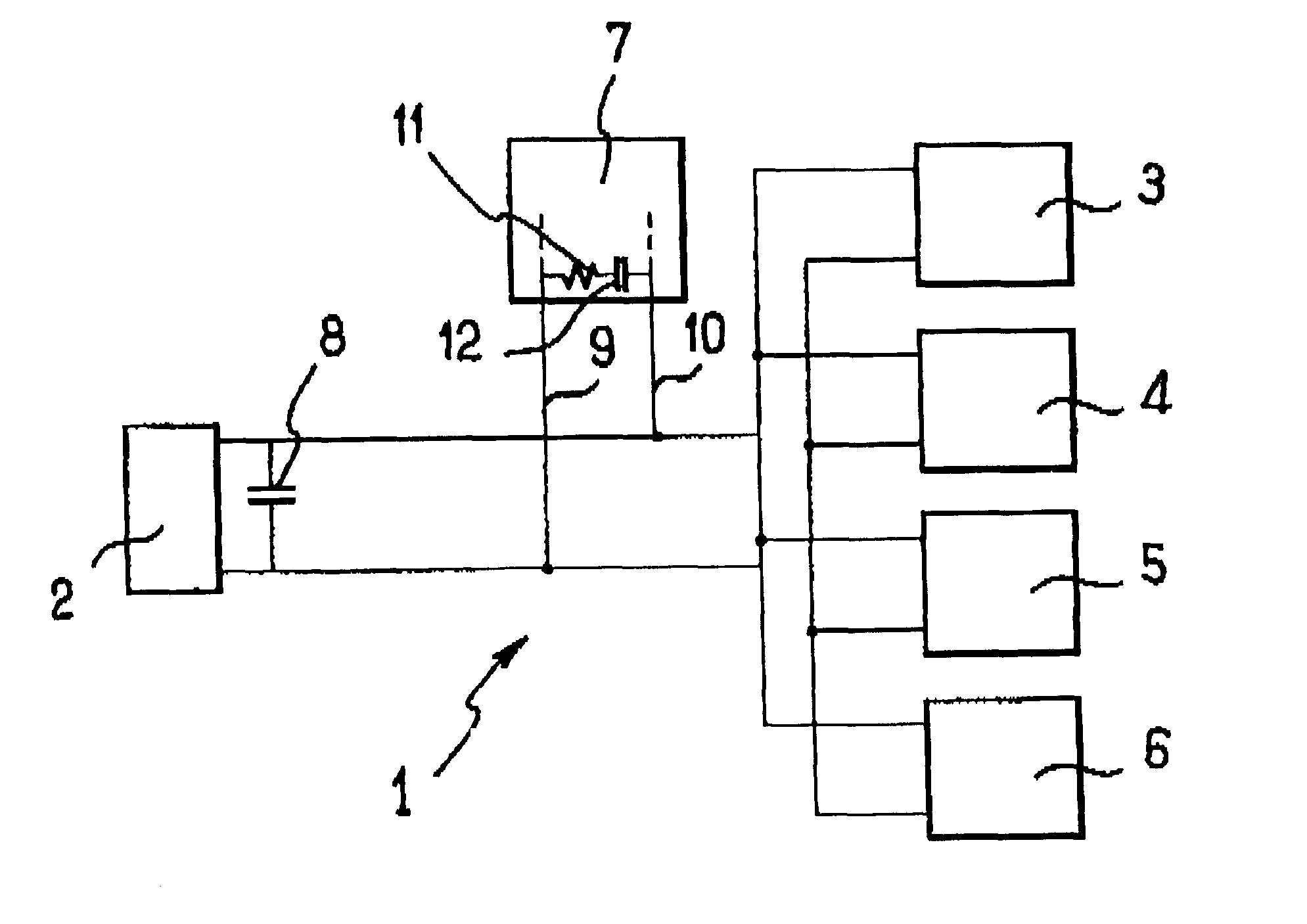 Electricity distribution network for a motor vehicle