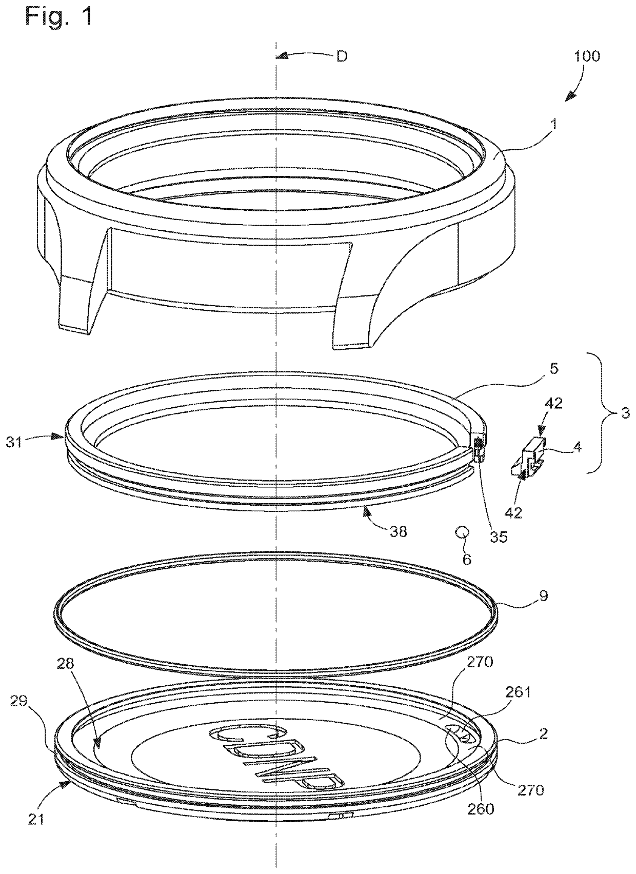 Sub-assembly of external parts for timepiece or watch or a piece of jewellery