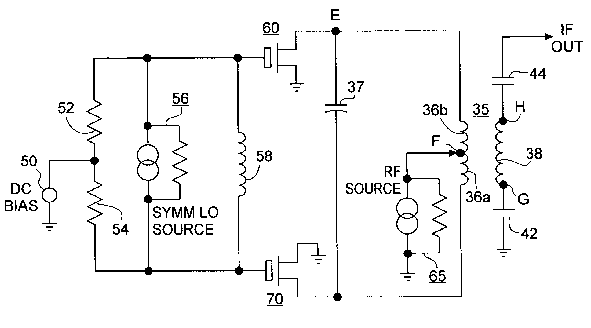 Printed circuit doubly balanced mixer for upconverter