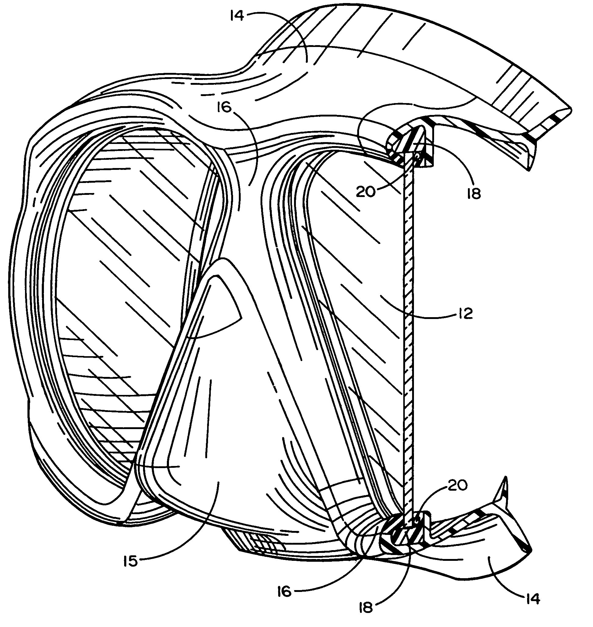 Dive mask having replaceable lenses and frame bonded into a rubber skirt