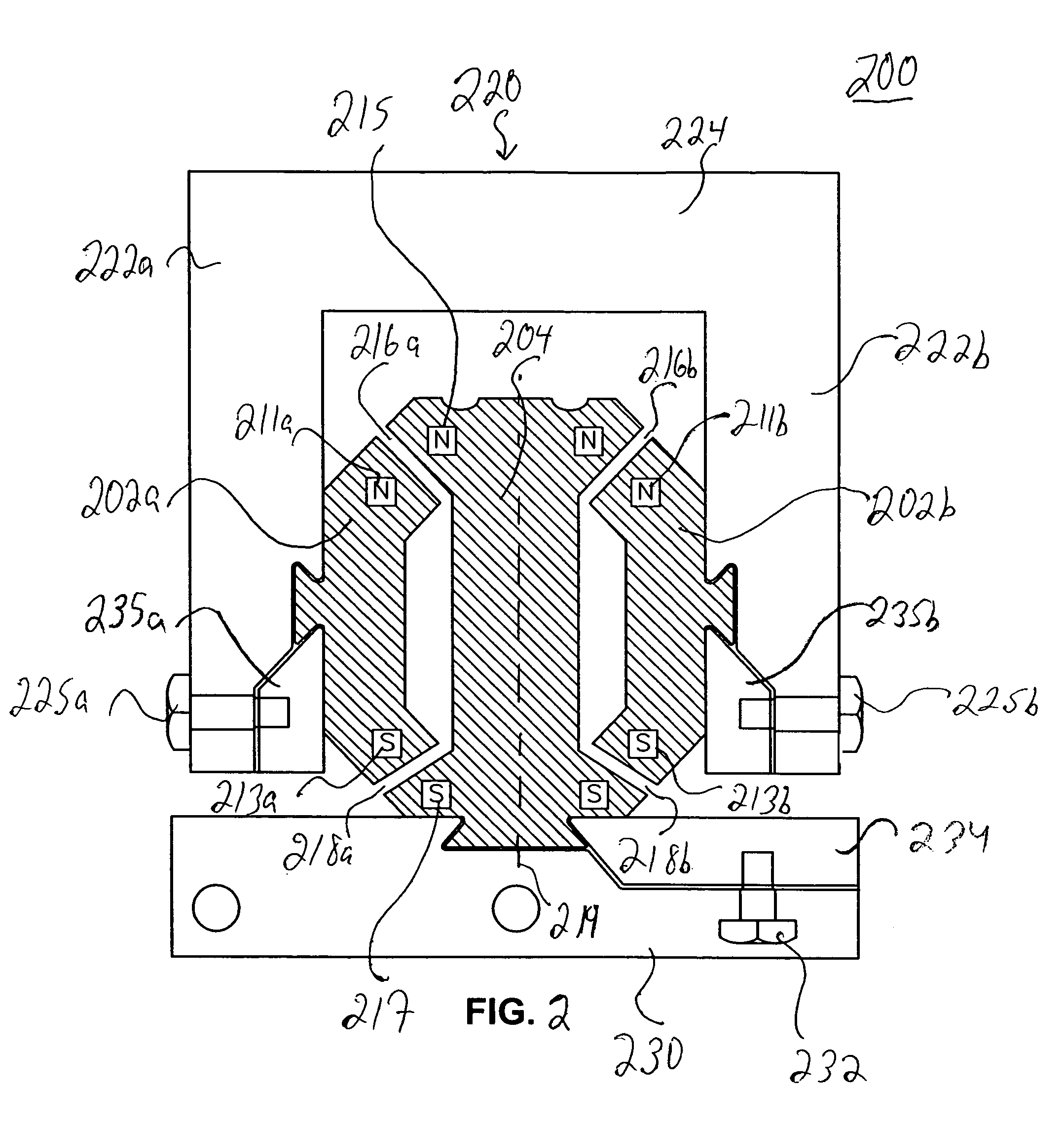 Magnetic bearing assembly using repulsive magnetic forces