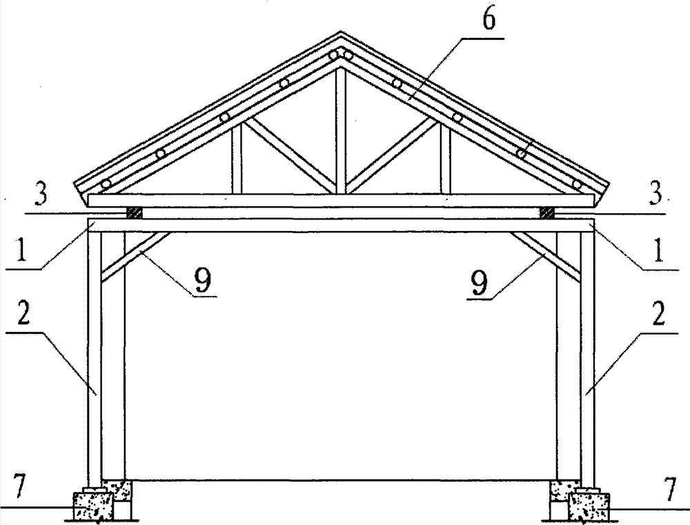 Single-floor masonry residential building steel-frame canopy guard structure and construction method thereof