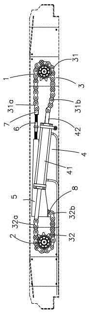 A hydraulic or pneumatic transmission device with a figure-eight structure