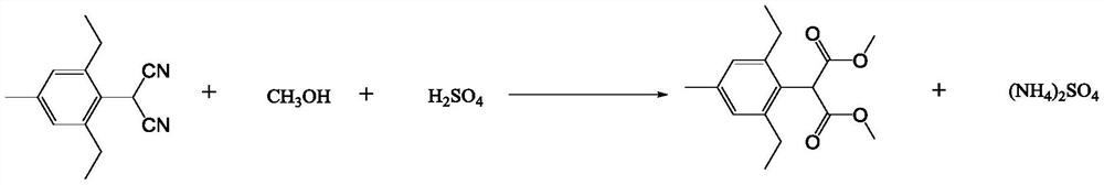 Preparation method and application of 2, 6-diethyl-4-methylphenylmalonic acid diester