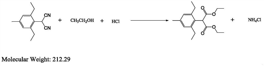 Preparation method and application of 2, 6-diethyl-4-methylphenylmalonic acid diester