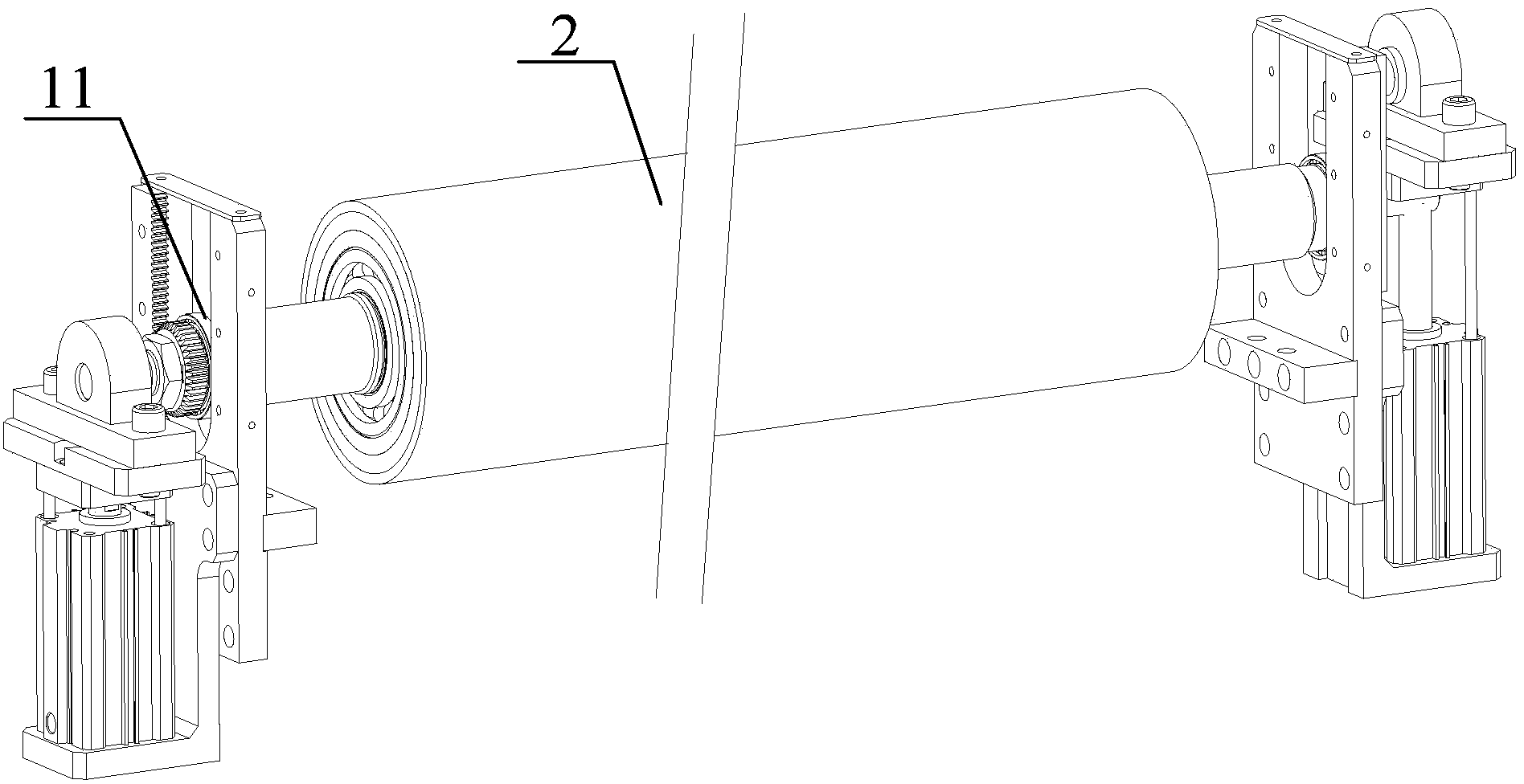 Radial position adjustment assembly for roll shaft revolving body