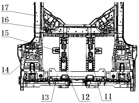 Middle row seat mounting cross beam