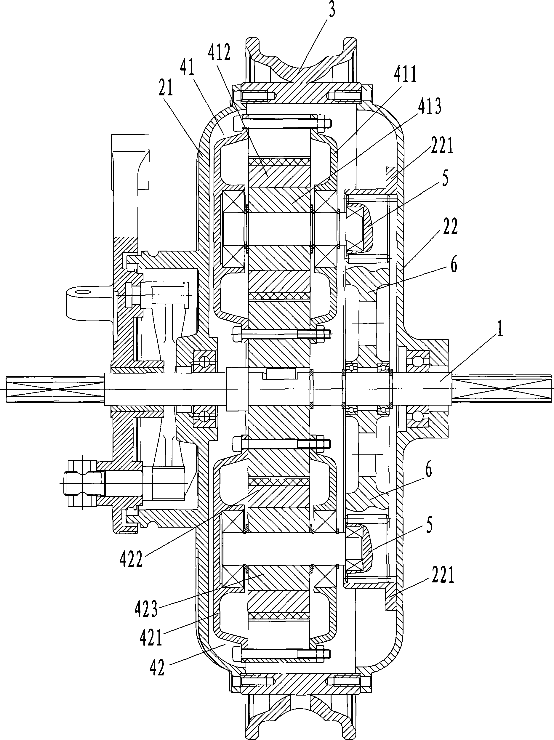 Electric power driven car multi-motor driving structure