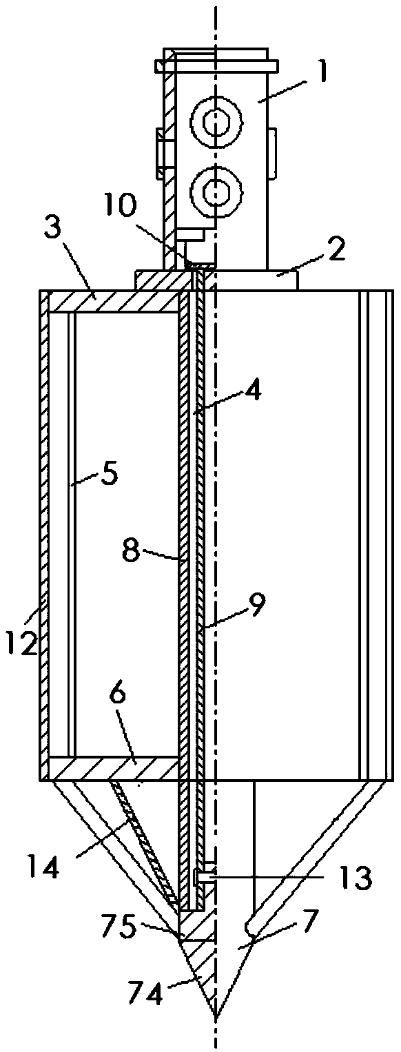 Double-core drilling tool with three blades