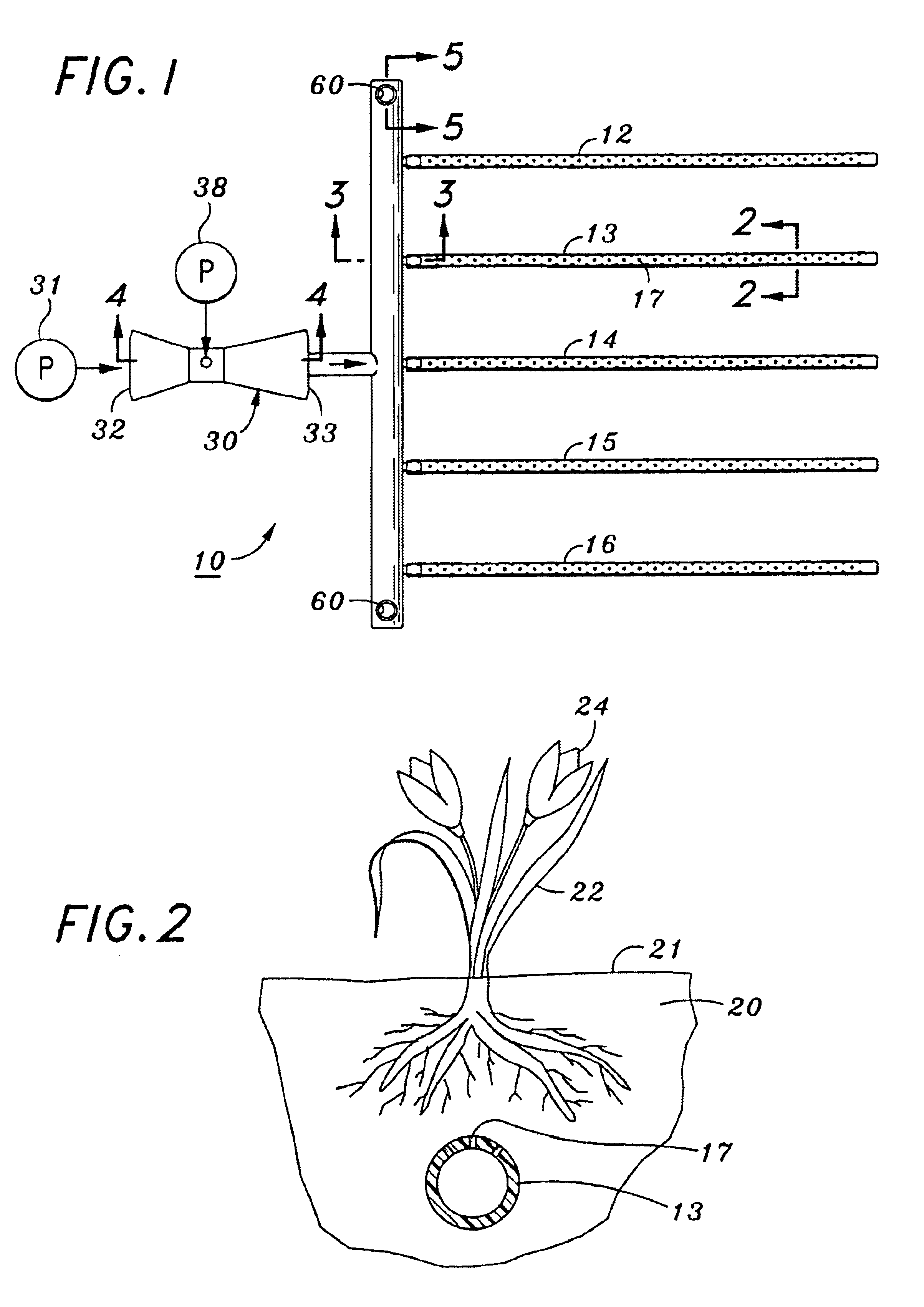 Subsurface water/air irrigation system with prevention of air lock