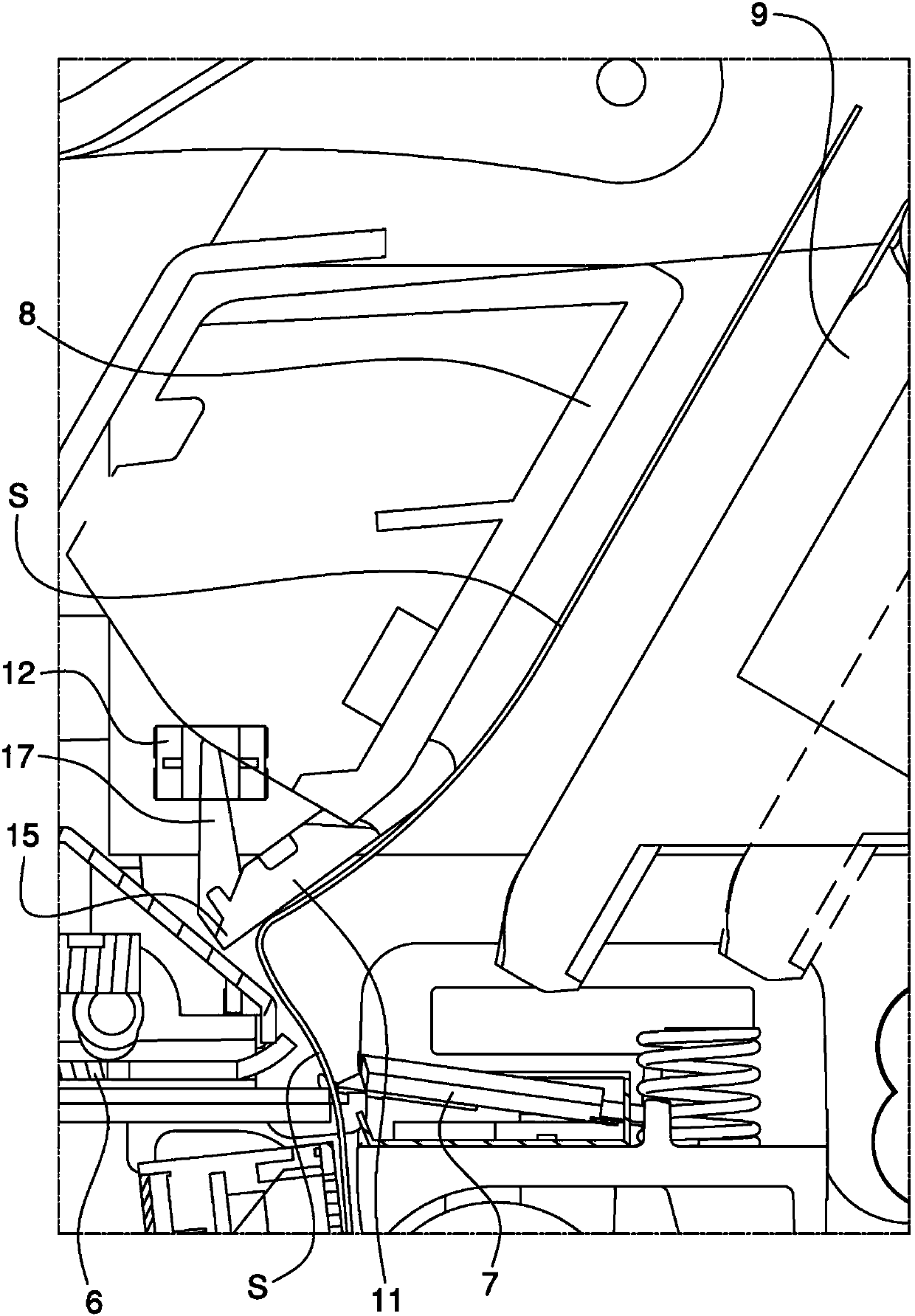 Anti-jamming device for print apparatuses with stacker