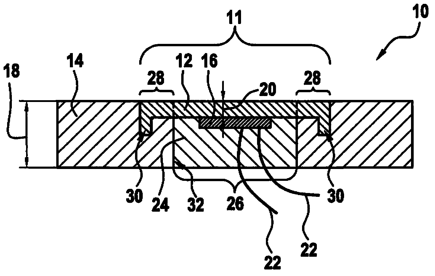Carrier component with integrated sensor unit