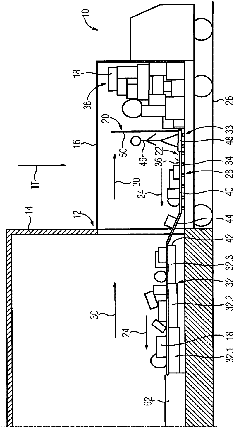 Device for treating piece goods of a transport unit, particularly a swappable container and unloading device
