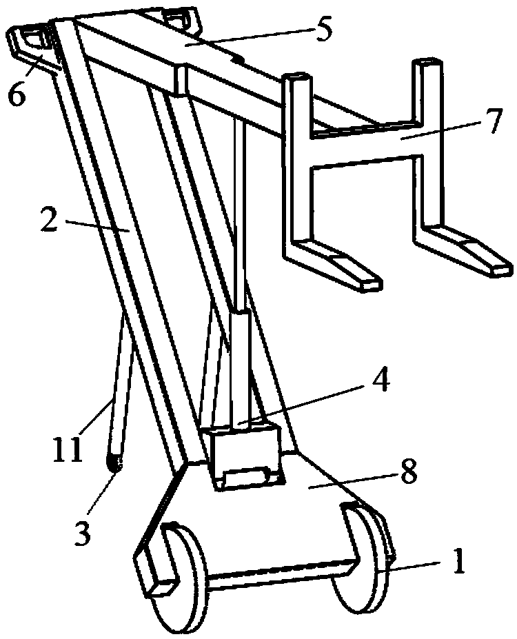 Power-assisted manual forklift based on lever principle