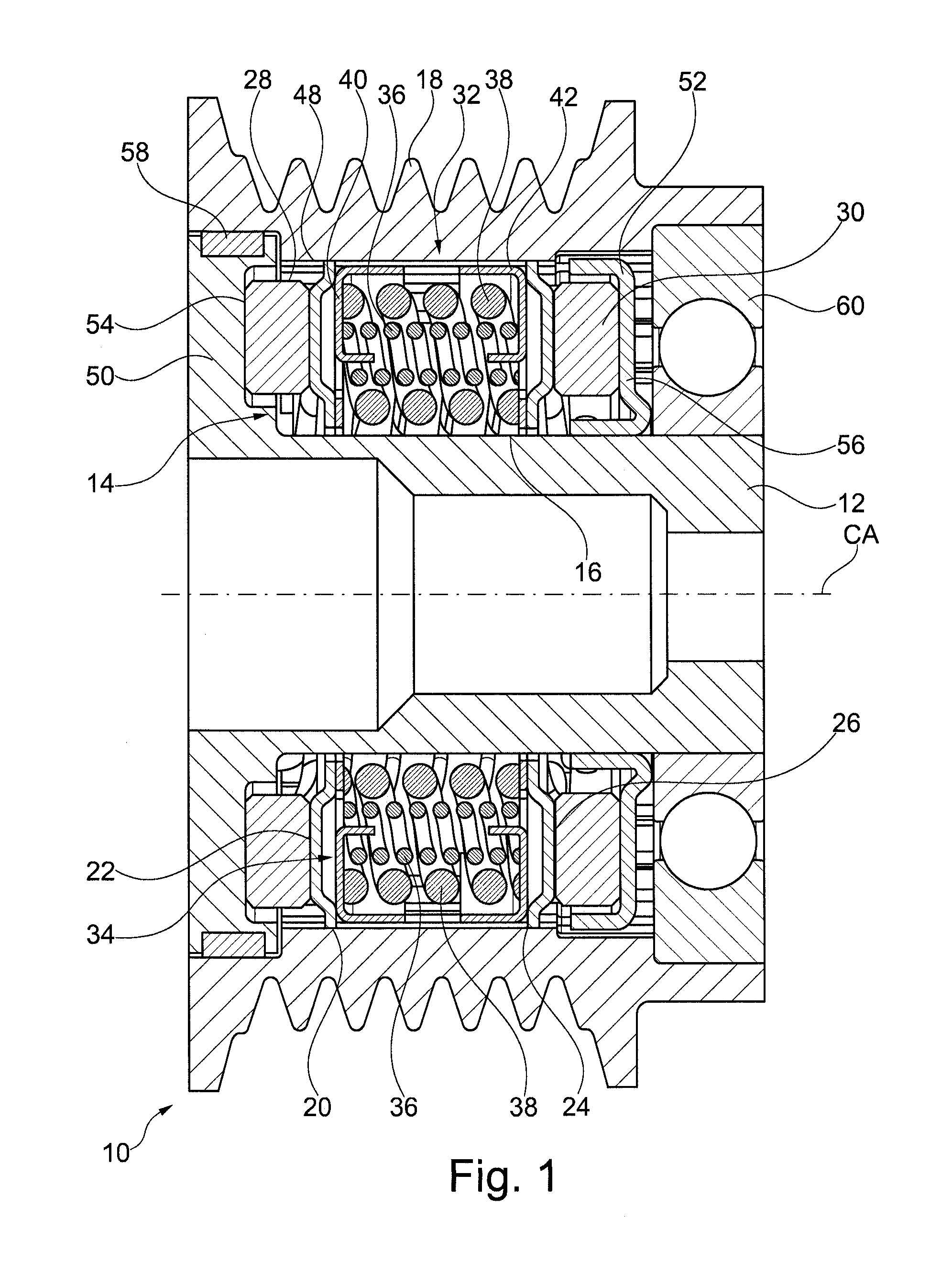 Pulley damper with one-way clutch