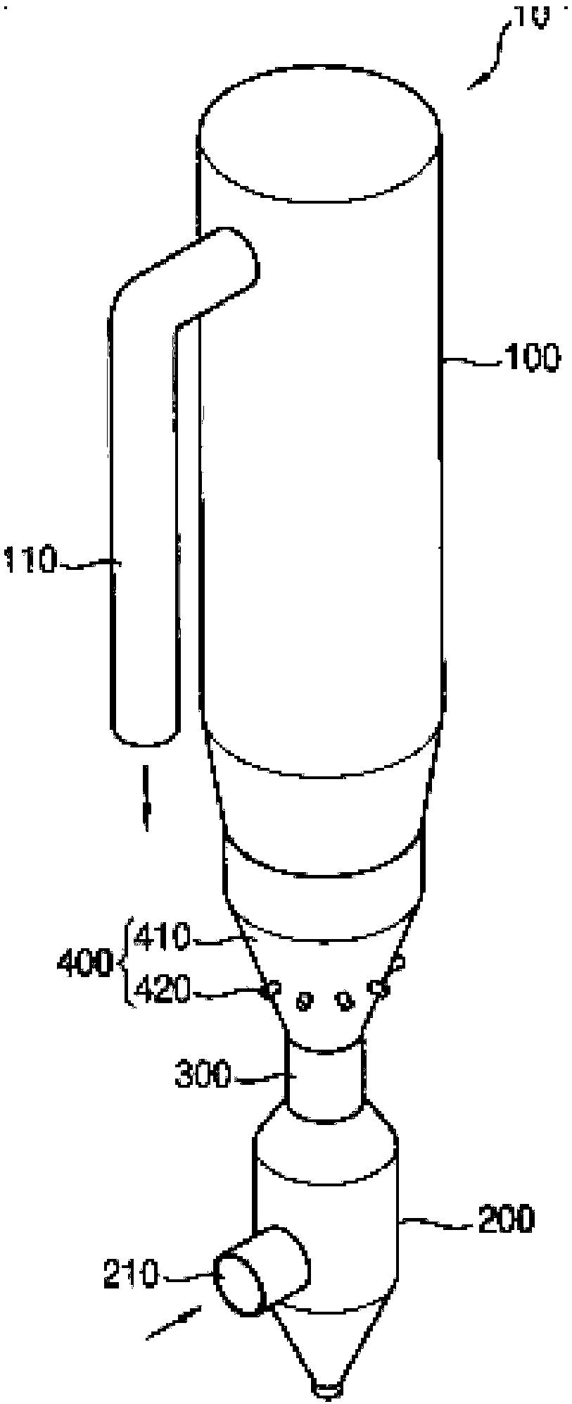 Dry reaction accelerator with increased cyclo-fluid mixing flow