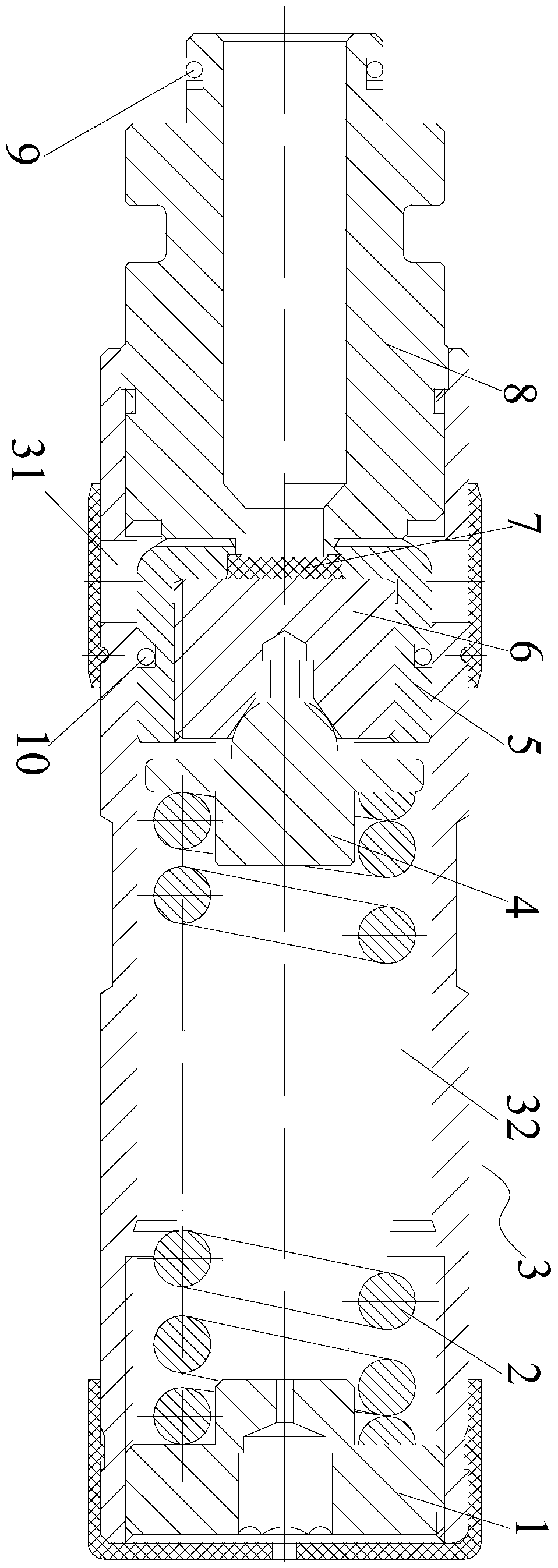 Switching mechanism for large-flow overflow safety valve