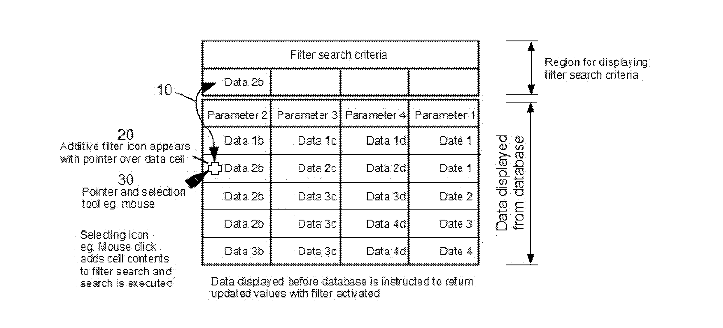 Methods and systems to display data records extracted from a database via a graphical user interface