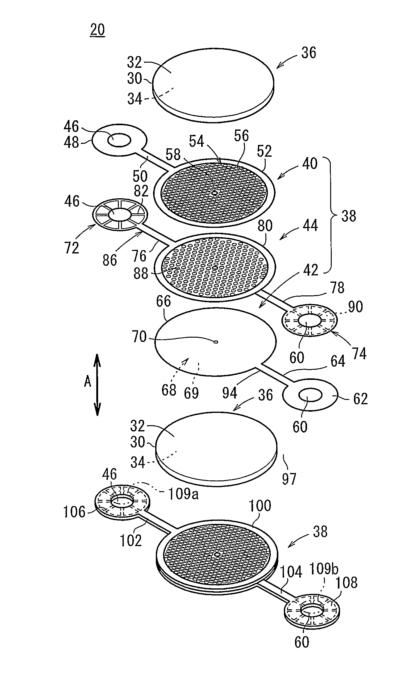 Fuel cell comprising separator with protrusions in zigzag-pattern