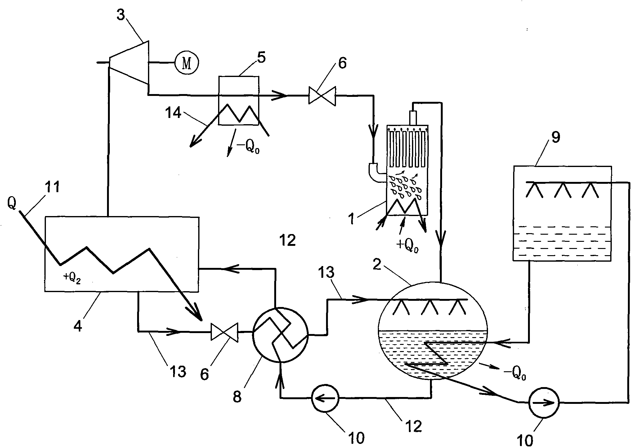 Combined power and refrigeration cycle system of absorption steam turbine