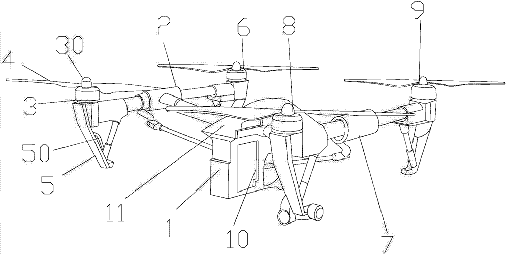 Unmanned aerial vehicle with telescopic propeller arms and telescopic landing legs