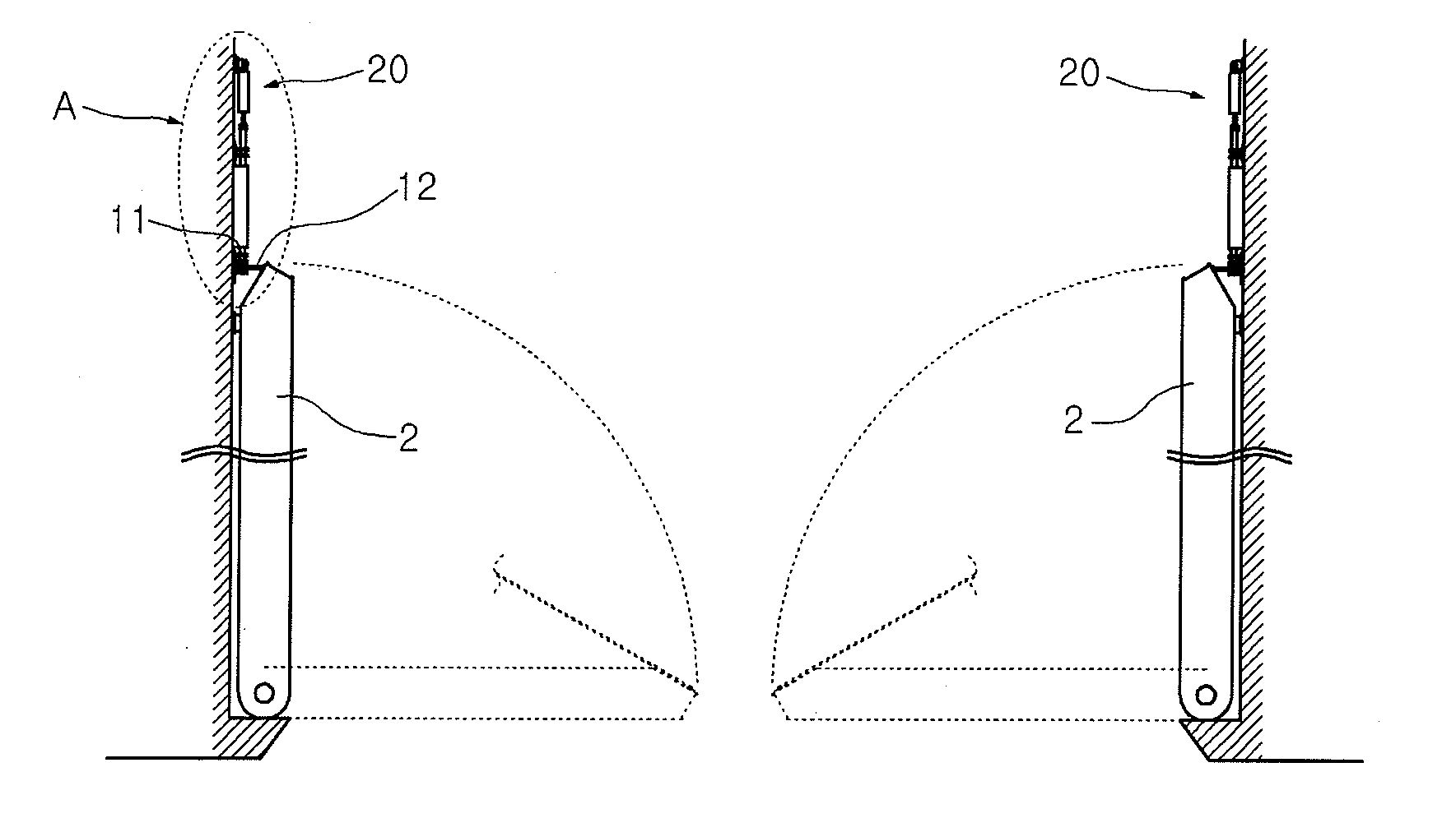 Locking device for a damping apparatus for a moon pool