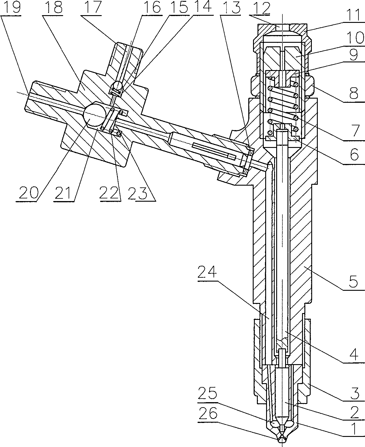 Mixed fuel oil injector used for diesel oil and dimethyl ether