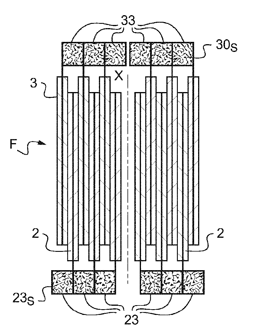 Method for producing an electrochemical bundle for a metal-ion accumulator comprising metal foam at the ends of foils