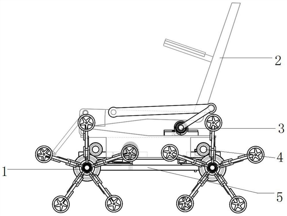 A wheelchair structure capable of changing the revolution radius of walking wheels