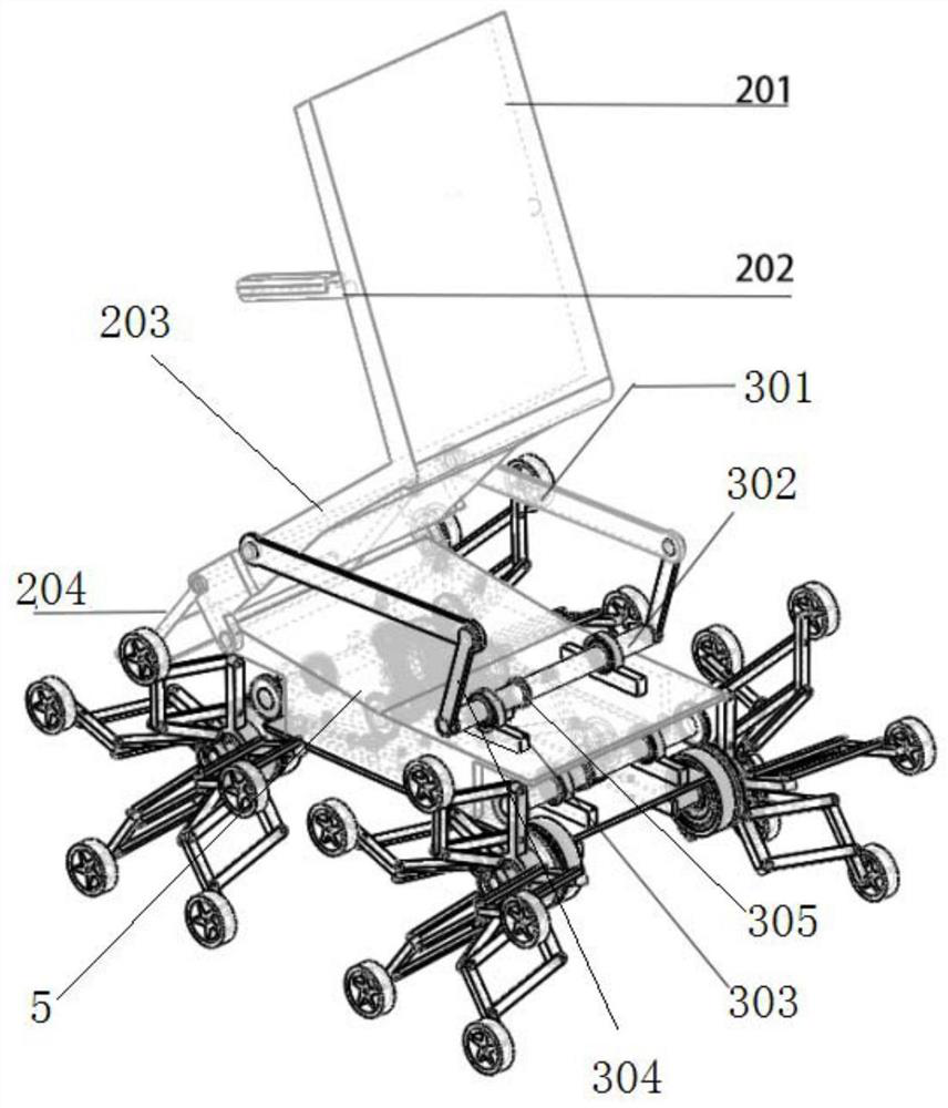 A wheelchair structure capable of changing the revolution radius of walking wheels