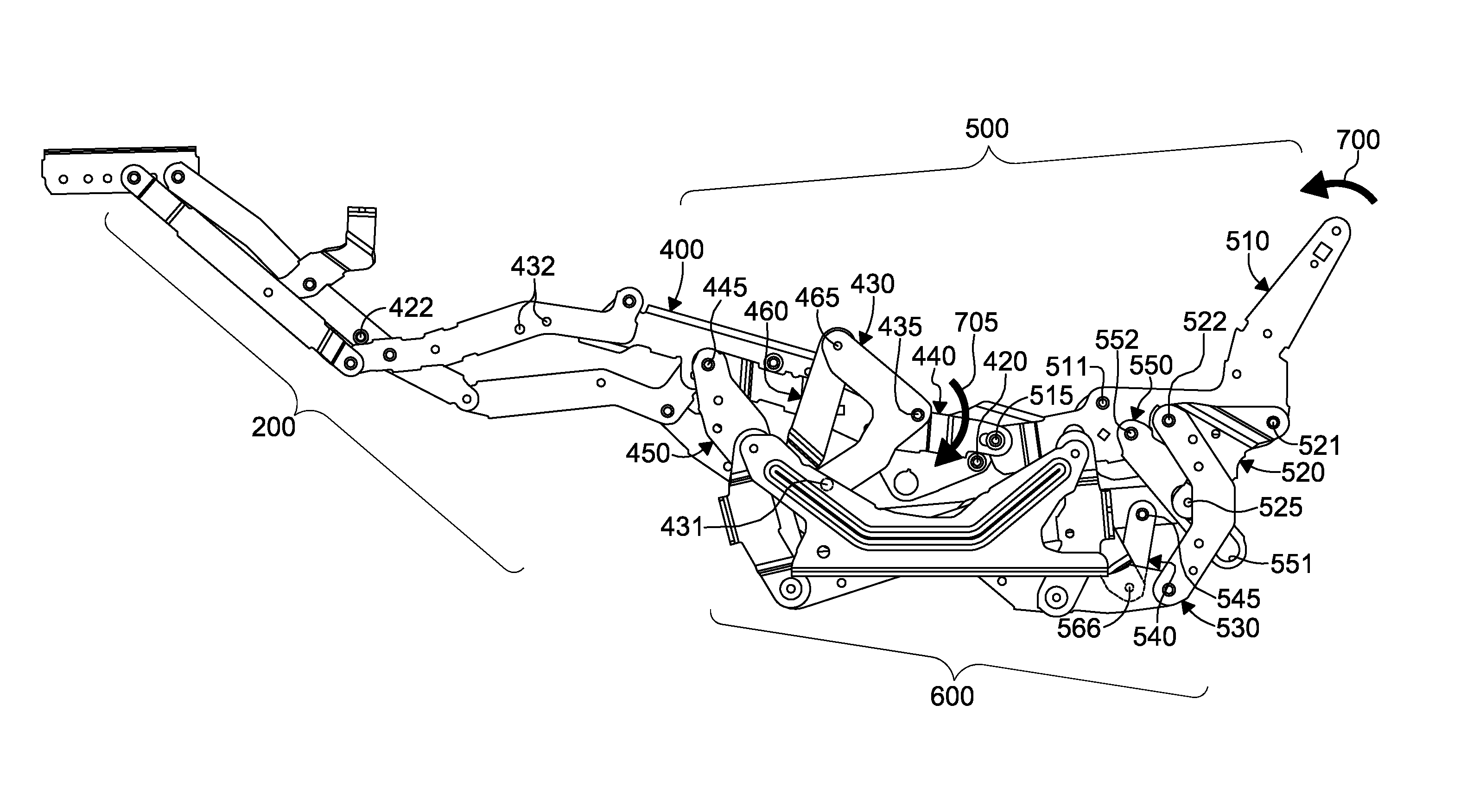 Powered glider recliner linkage mechanism
