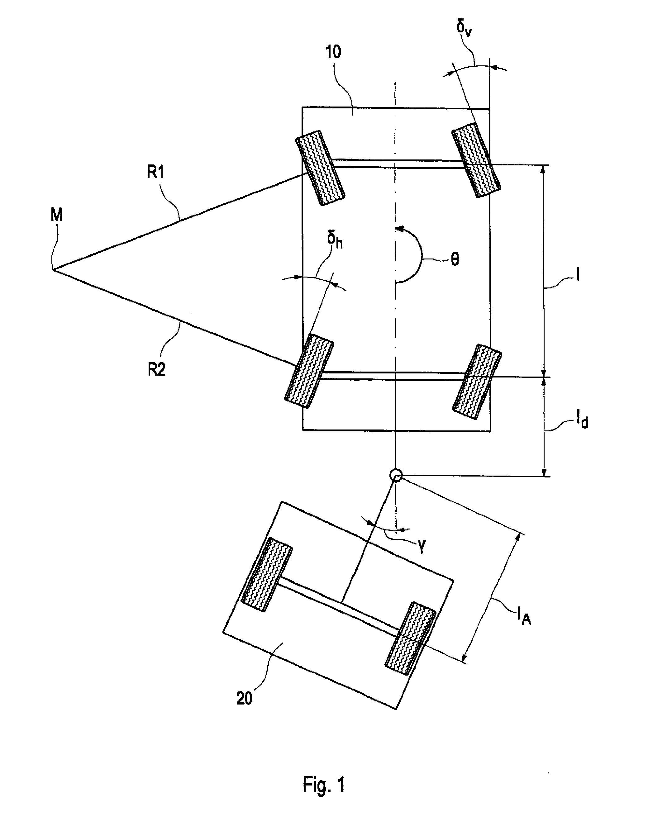 Method for determining the drawbar length of a trailer of a tractor vehicle