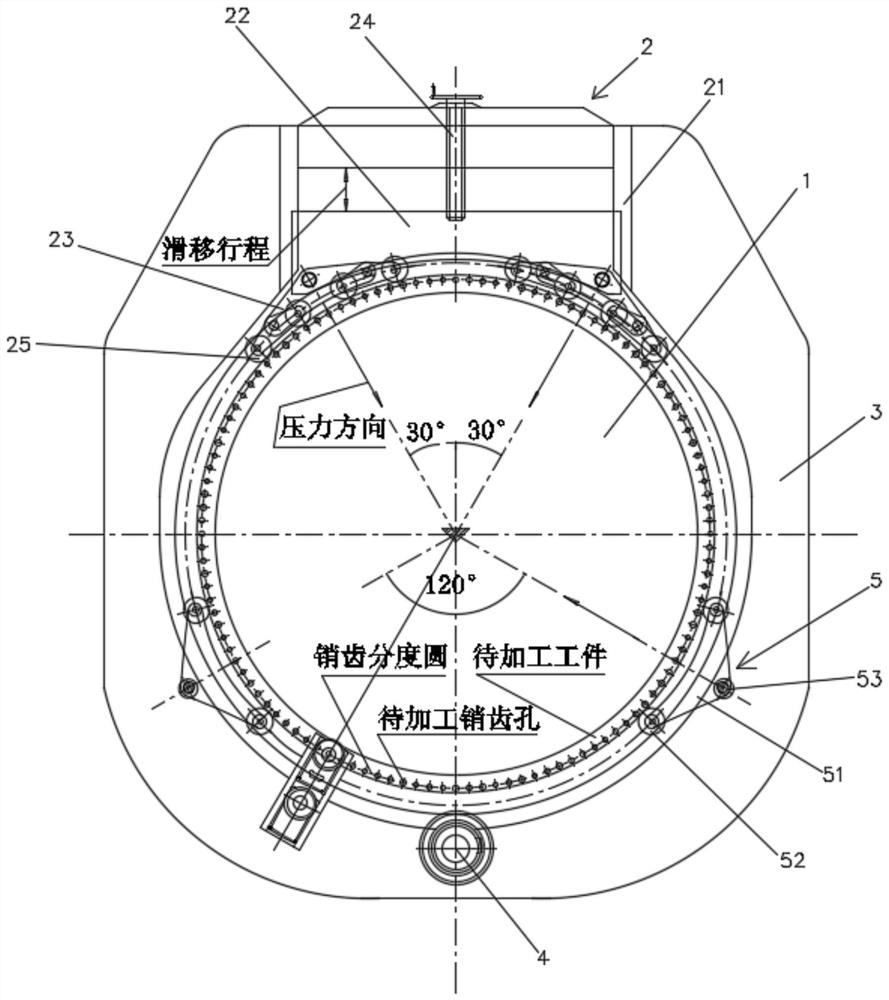 Centering tool for machining large diameter pinwheel pin holes