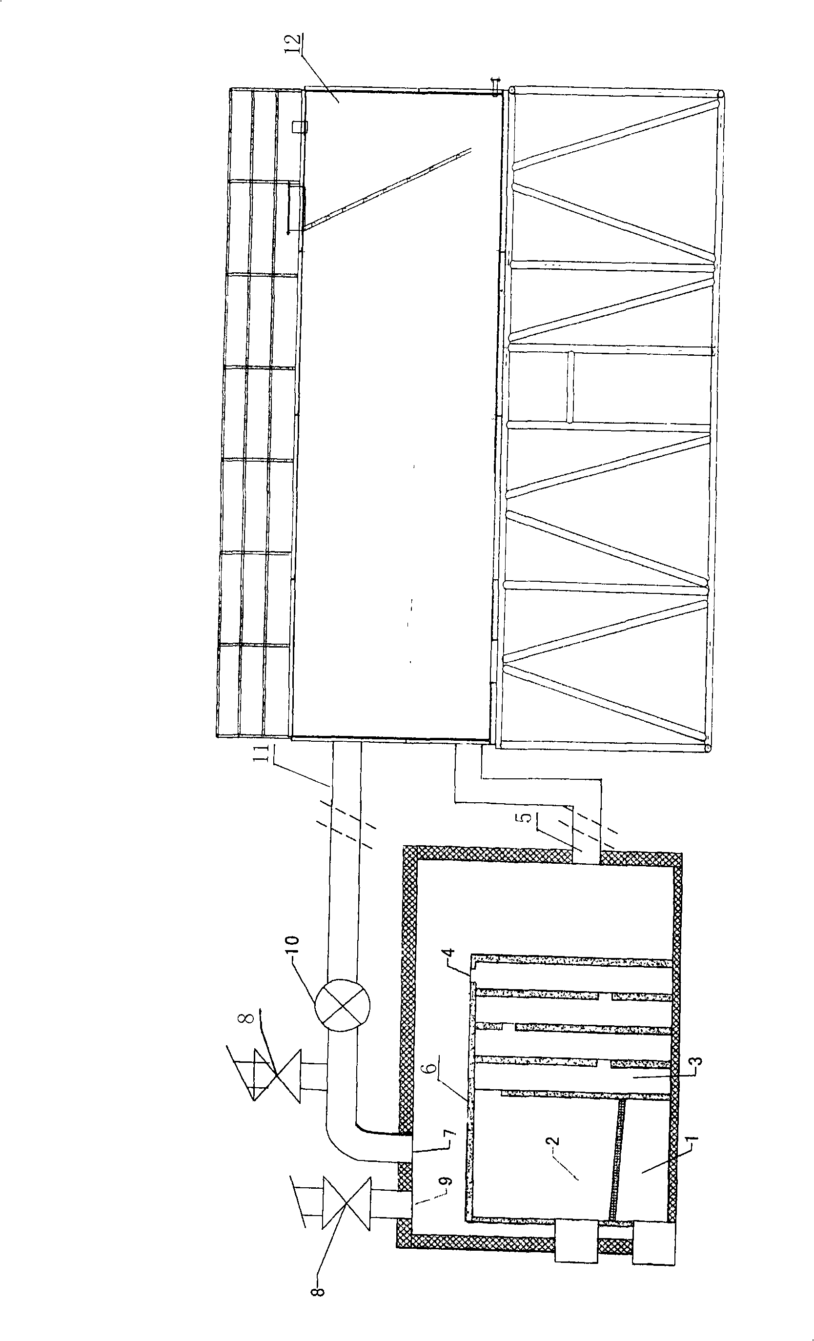 Heated air circulation heating device of oil storage vessel