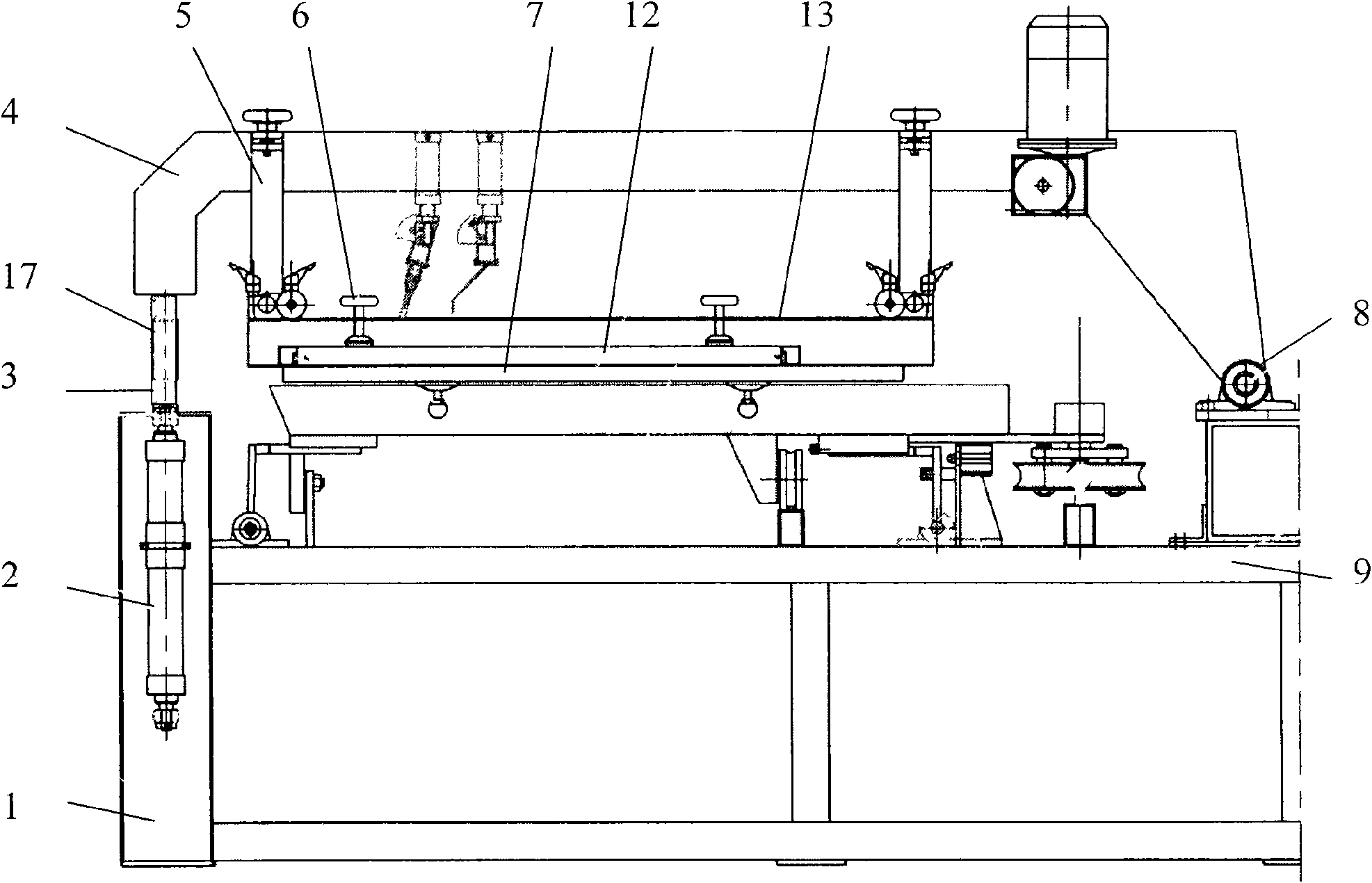 Flat-pushing loading and unloading printing screen plate device of oval decorating machine