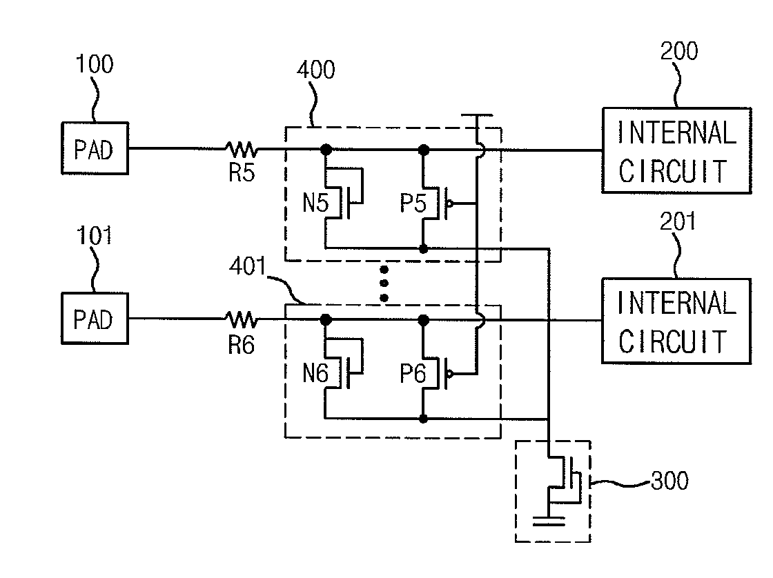 Circuit for discharging static electricity