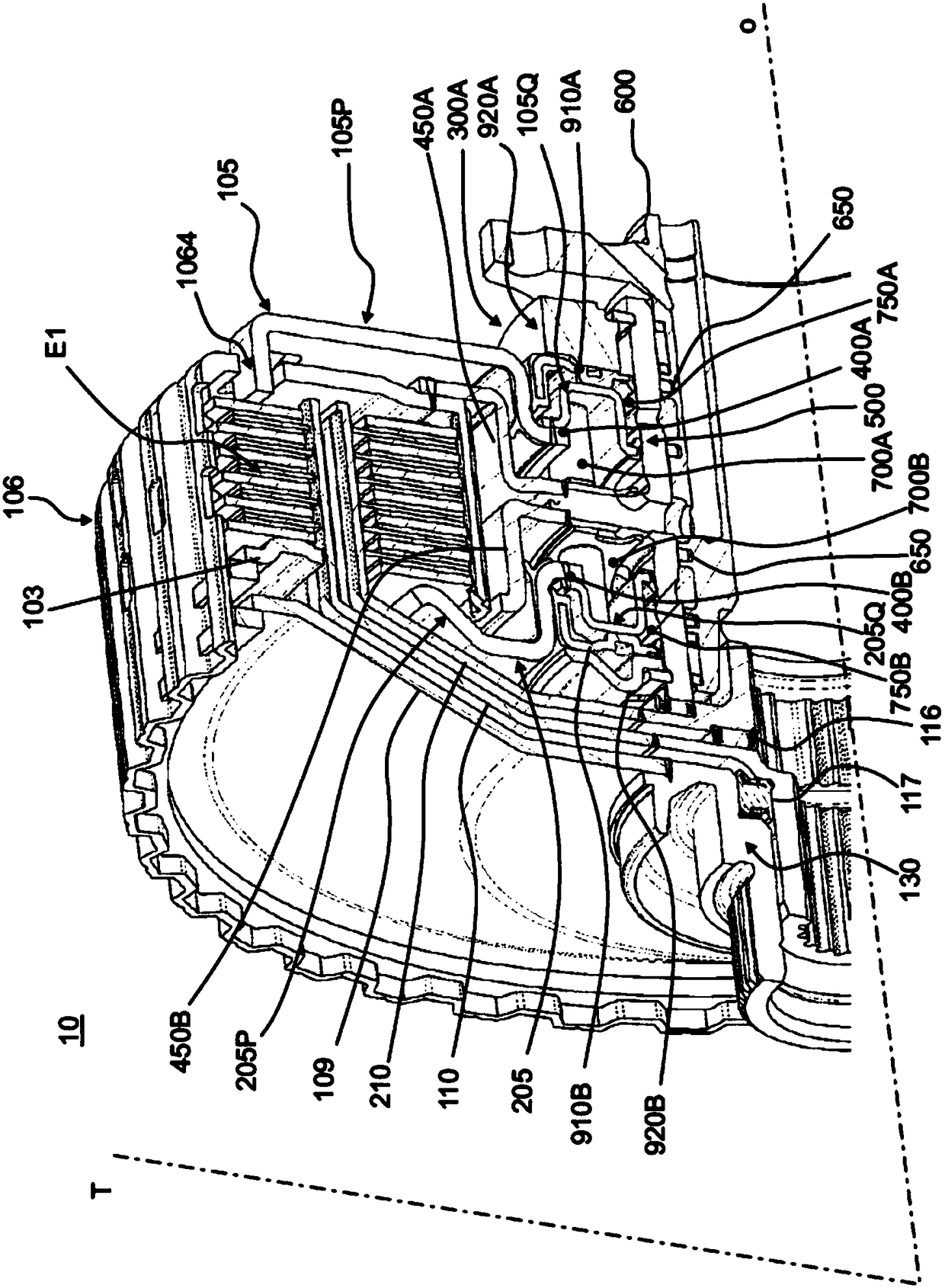 Compact double-clutch mechanism and transmission system comprising same