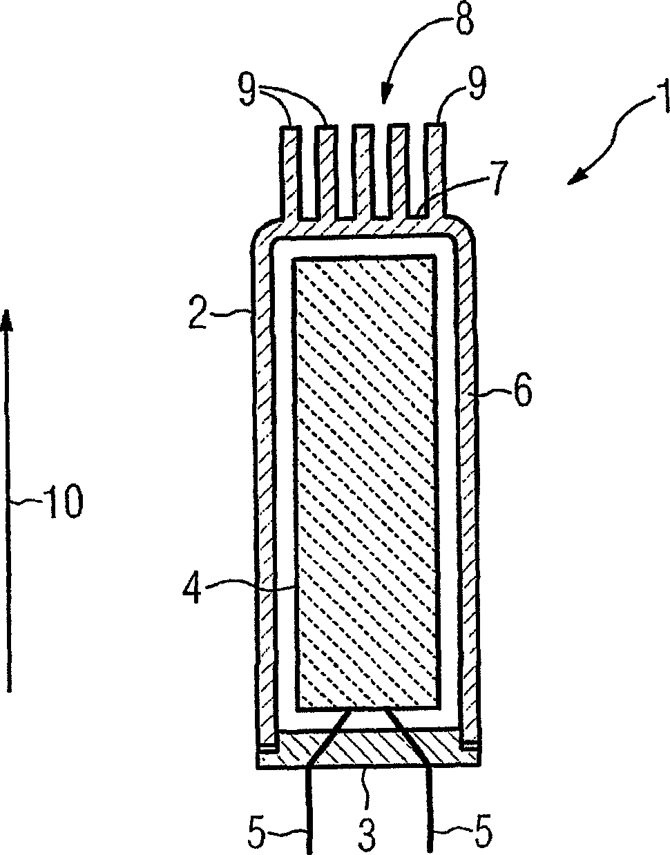 Housing cup for an electronic component with integrated cooling body